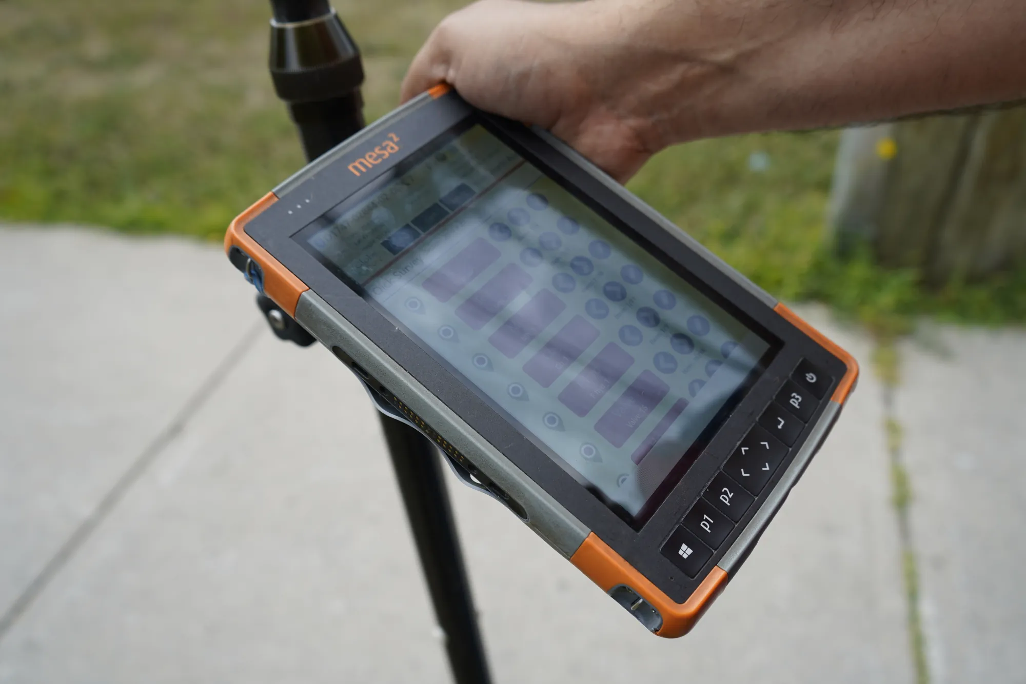Field technician reviewing locate information on a tablet